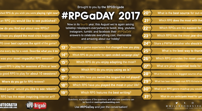 #RPGaDAY2017 22nd, 23rd, 24th, 25th.